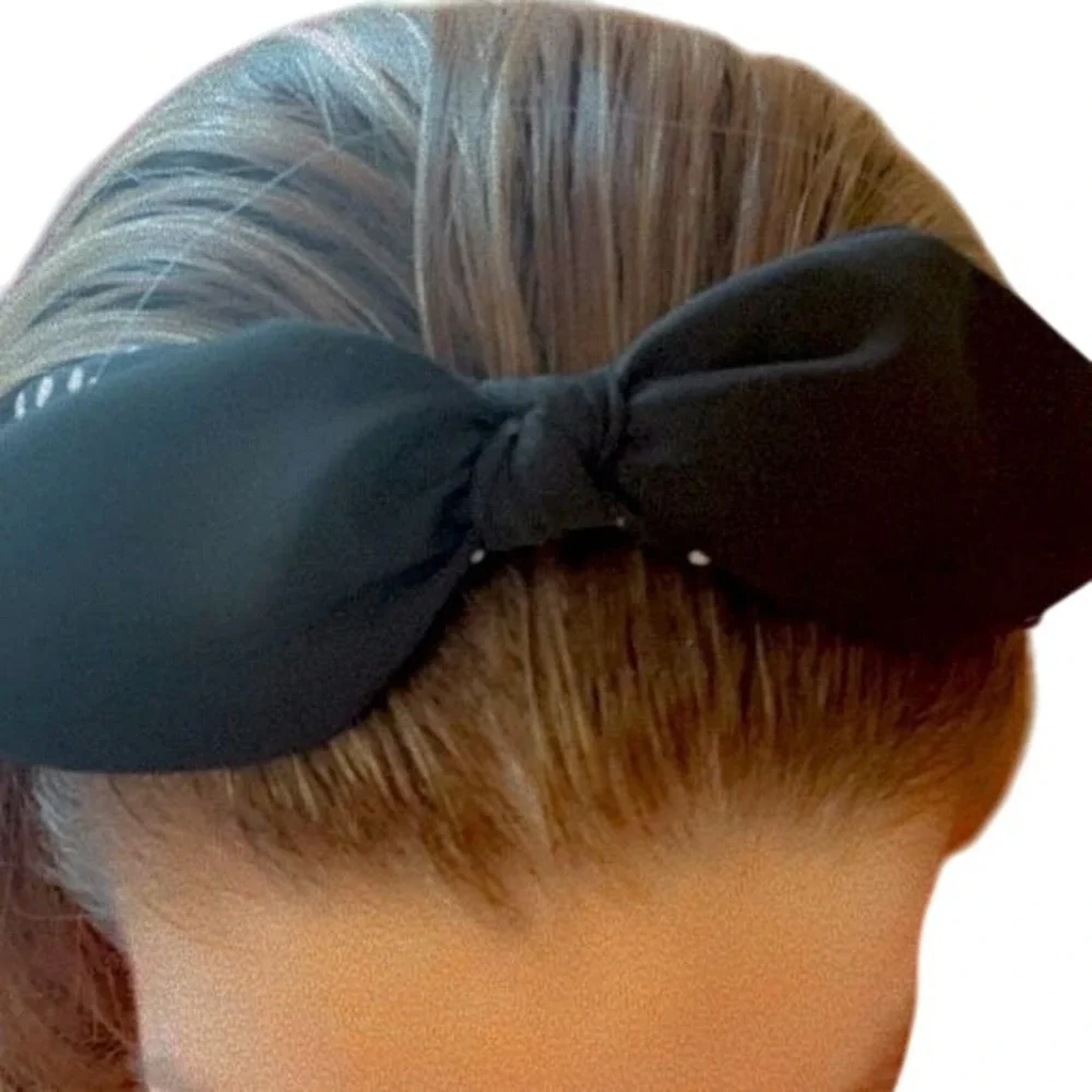 Retro Polka Dot Knot Headband Black White‎ Wide Fabric Hair Accessory